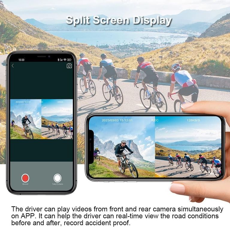 VSYSTO HD 1080P Мотоциклетні велосипедні шоломні камери, зовнішня портативна WiFi передня та задня камера нічного бачення водоне Код:null. Изображение 10