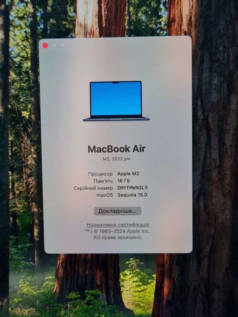 Apple macbook air 13,6" m2 2022 Код:01-200553016. Зображення 5