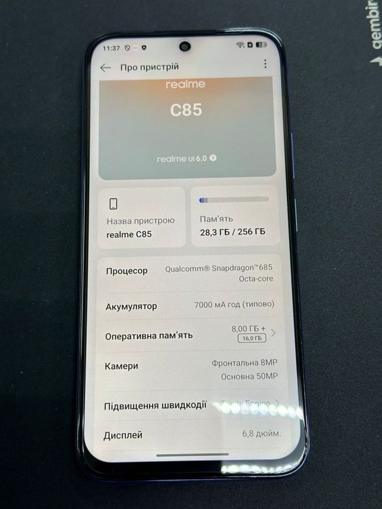 Realme C85 8/256GB Kingfisher Blue Код:01-200831009. Зображення 6