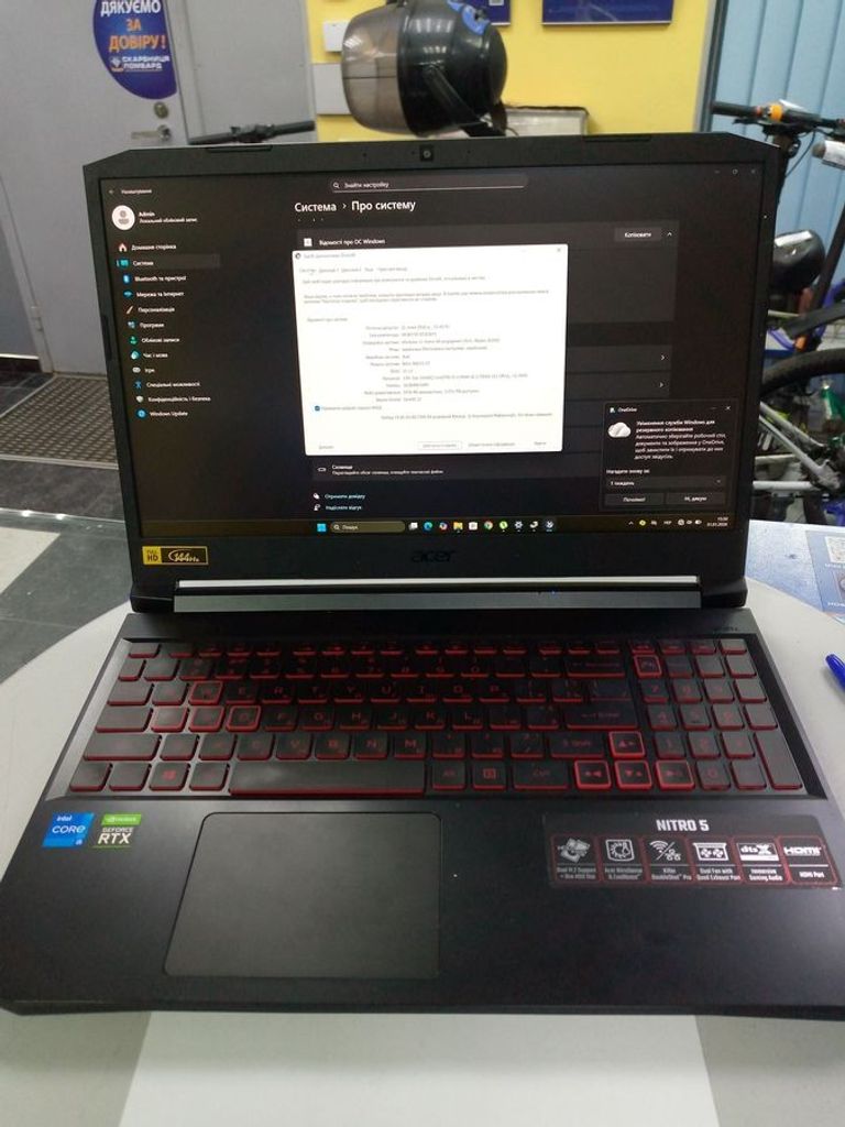 Купить Acer 15/core i5-11400h ddr4/16gb ddr4/hdd *відсутній/ssd 1000 gb/geforce rtx3050ti 4gb Б/У