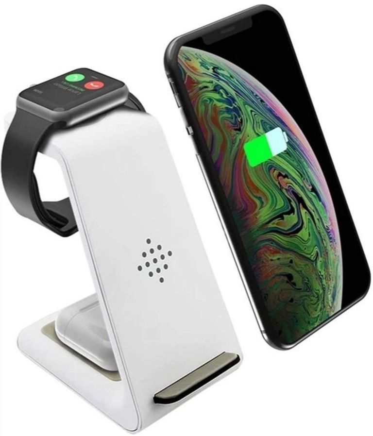 Купить Wireless Charging Station бездротова зарядка для iPhone / iWatch / AirPods (T-3) White. Нова. Б/У