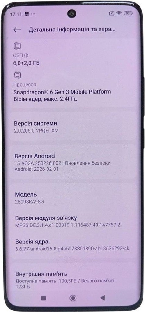 Дешево Xiaomi Redmi Note 15 5G 6/128GB Midnight Black з ломбарду