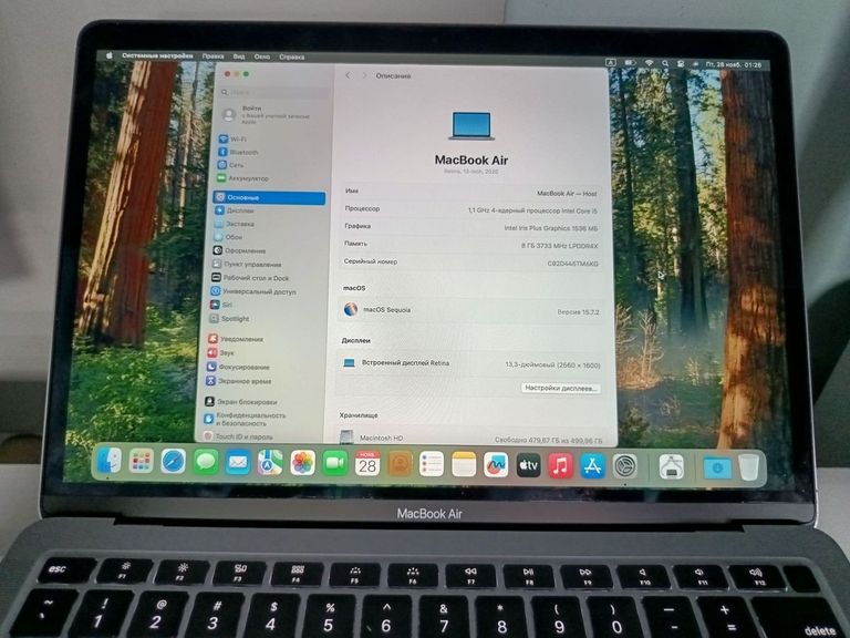 Купить Apple macbook air 13" 2020 a2179 core i5 1,1ghz/ram8gb/ssd512gb/intel iris plus graphics Б/У