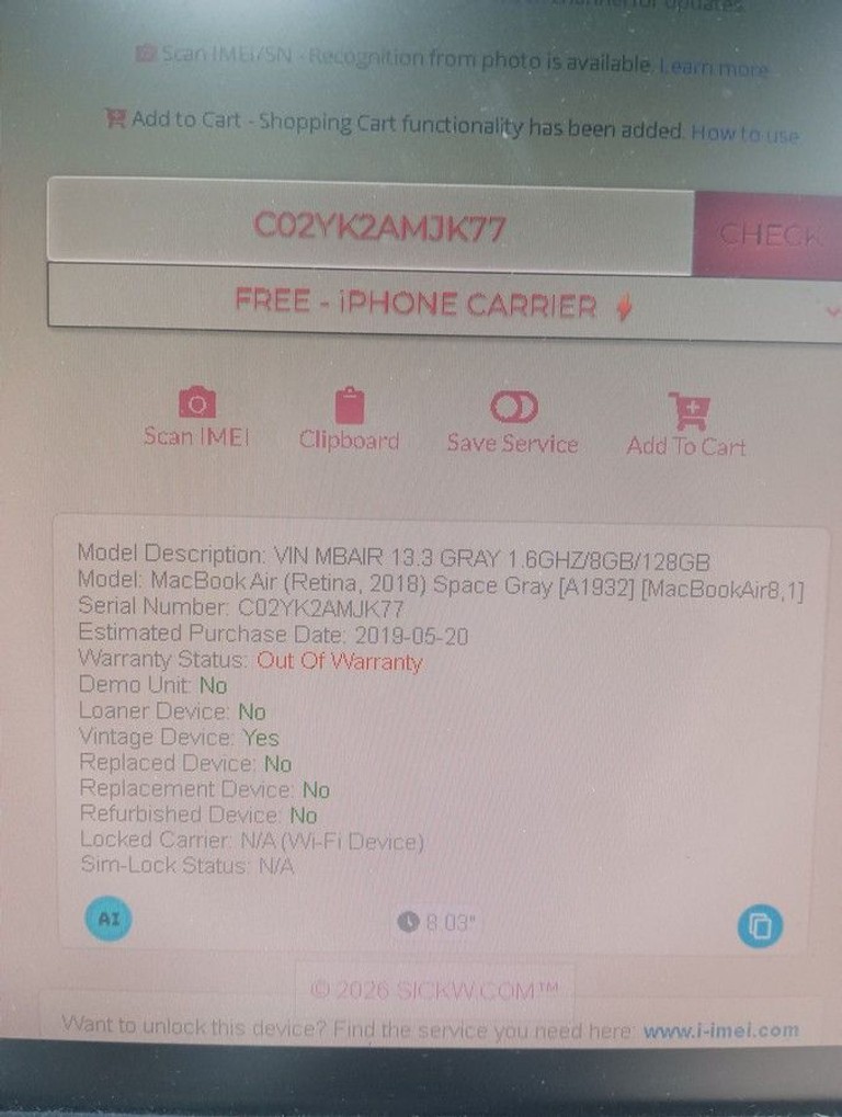 Apple macbook air a1932 13,3" core i5 1,6ghz/ram8gb/ssd128gb/intel uhd graphics 617 Код:01-200929400. Зображення 12