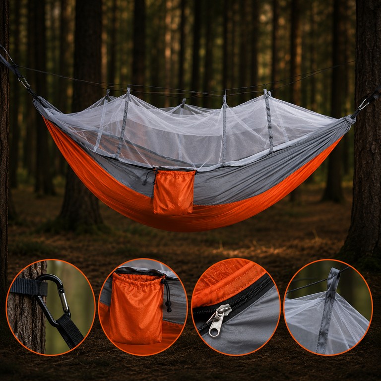Купить Hammock з москітною сіткою 220x120 см Помаранчевий Б/У