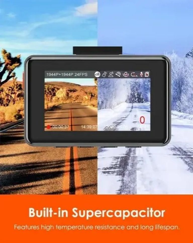 Авто відеореєстратор. VANTRUE E2 Dash Cam Передня та задня камера з голосовим керуванням, подвійна 2.7K відеореєстратор, Wi-Fi,  Код:null. Зображення 10