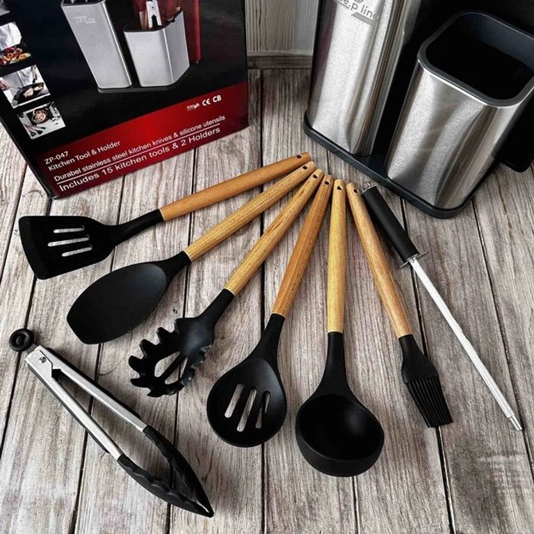 Дешево Набір кухонних ножів та приладдя Zep-Line ZP-047 на підставці 17 предметів з ломбарду