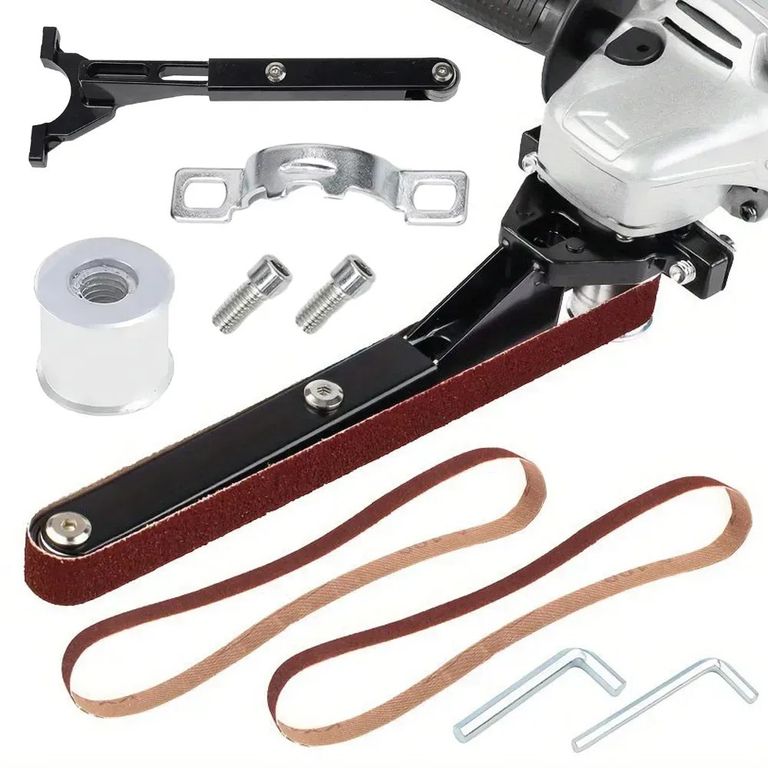 Купити Шліфувальна насадка-гриндер на болгарку (P60 та P100) / Стрічкова насадка на кутову шліфувальну машину 27 см + 2 стрічки Б/У