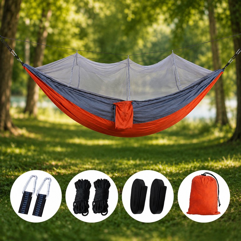 Hammock з москітною сіткою 220x120 см Помаранчевий Код:null. Изображение 7