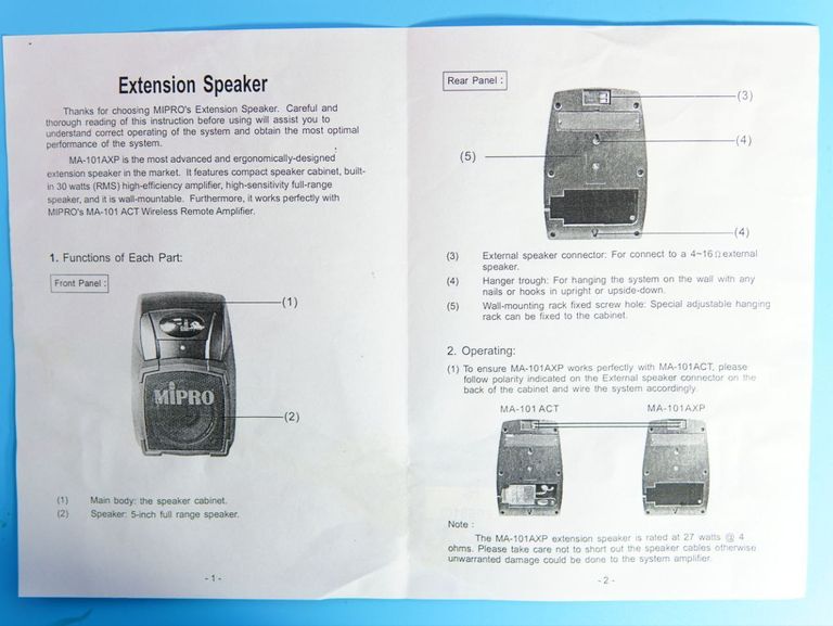Пасивний розширювальний динамік- колонка високої якості [MIPRO MA-101EXP] Підходить для репетиторства, занять, зустрічей та през Код:null. Зображення 9
