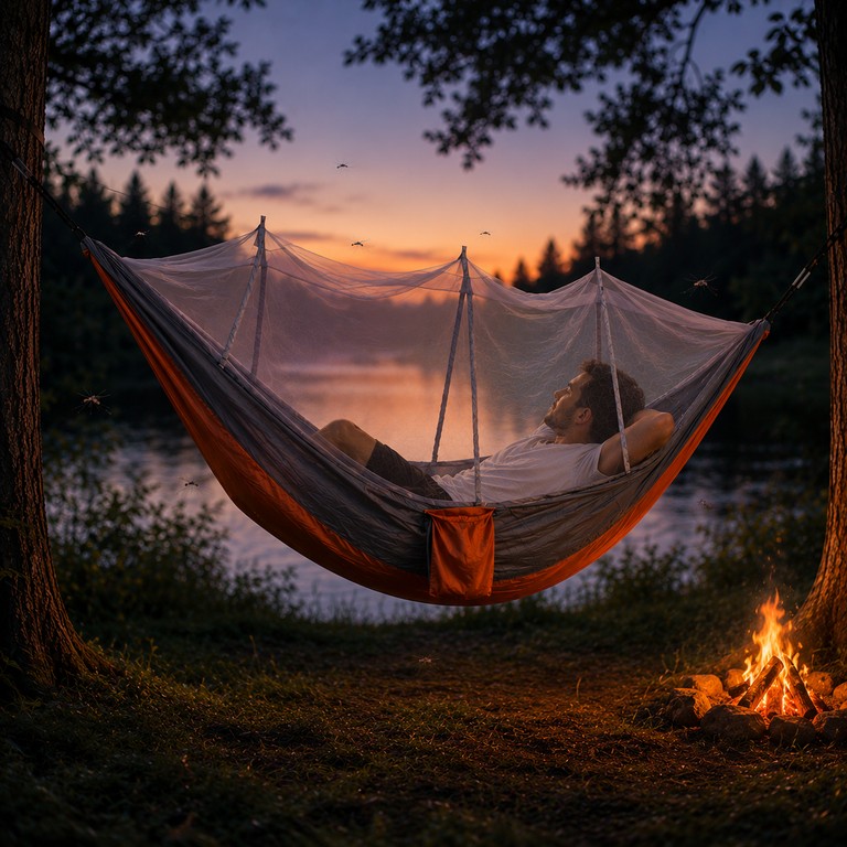 Hammock з москітною сіткою 220x120 см Помаранчевий Код:null. Изображение 6