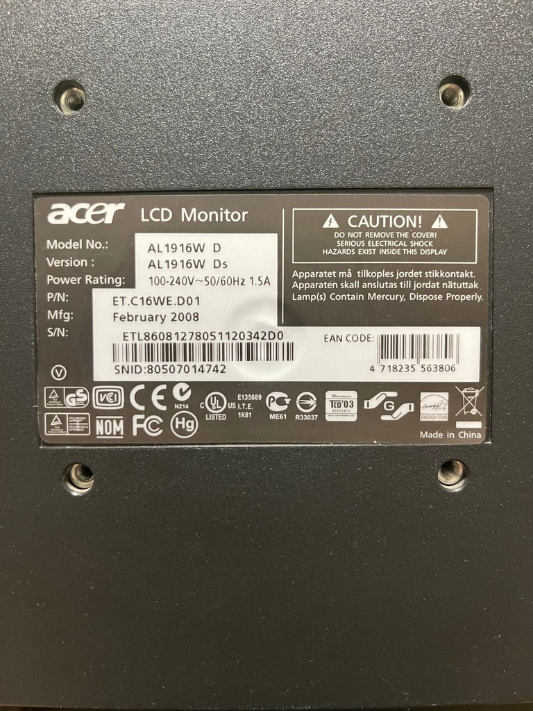 Дешиво Acer al1916w с ломбарда