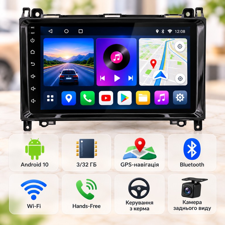 Купити PI-306 MERCEDES / Автомагнитола 2DIN / ANDROID 10.0 3/32GB / Мультимедийная система в авто Б/У