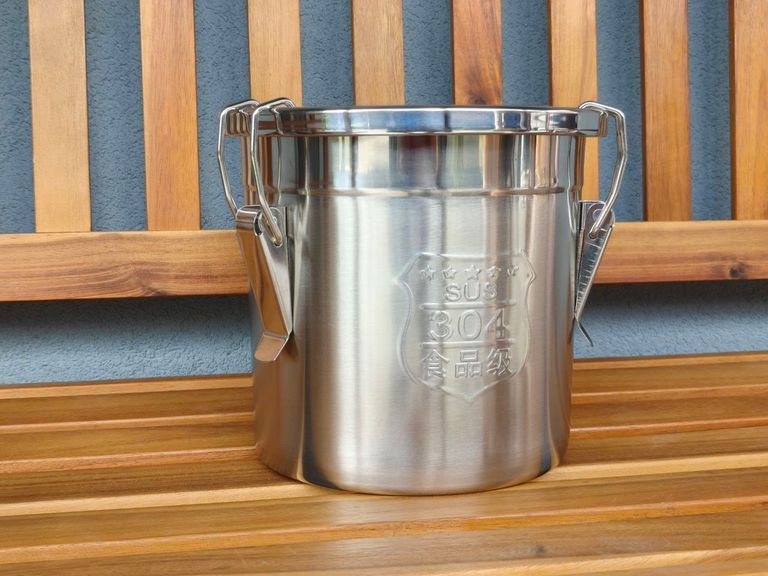 Купити Відро 6 л з кришкою. Кухонне відро з нержавіючої сталі Контейнер для борошна. Контейнер для зерна. Відро для зберігання CNCEST. Б/У