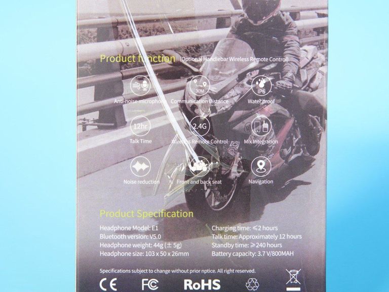 Bluetooth мотогарнітура Q Sound Moto CVC E1 інтерком 1000м (Hard) Новий. Код:null. Изображение 7