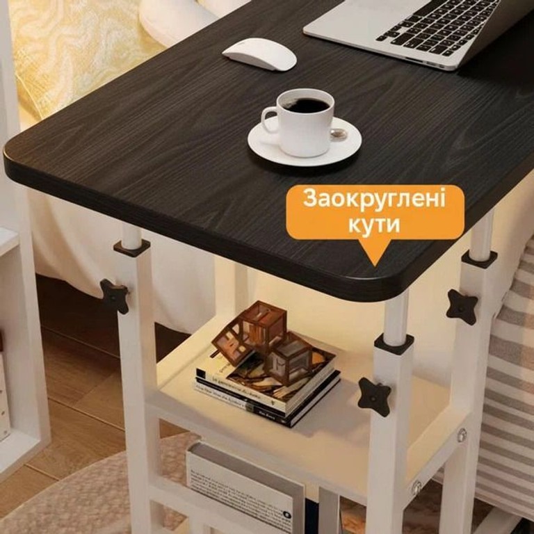 Дешево 80х40х60-85см / Стіл ліжка з регулюванням висоти / Поворотний столик для ноутбука (T-80) Чорний з ломбарду