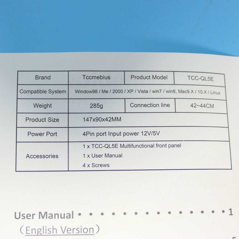Багатофункціональна передня панель Tccmebius 5.25 дюйма TCC-QL5E — картридер та USB порти для ПК. Нова. Код:null. Изображение 9