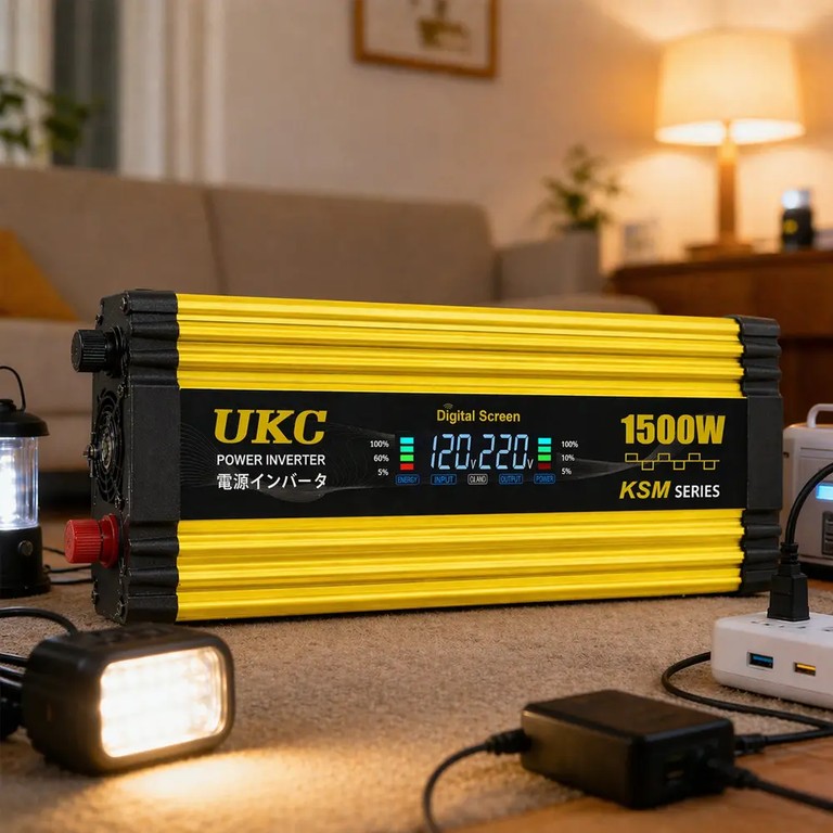 UKC Жовтий з 12-220V, 1500Вт, 2хUSB Код:null. Изображение 4