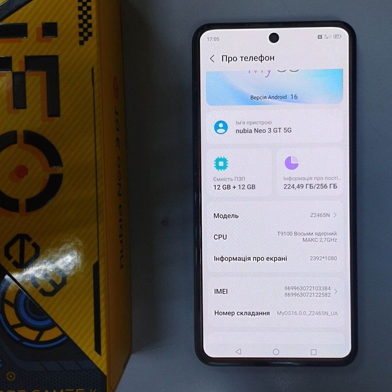Объявление Zte Nubia Neo 3 GT 5G 12/256GB Gray Б/У