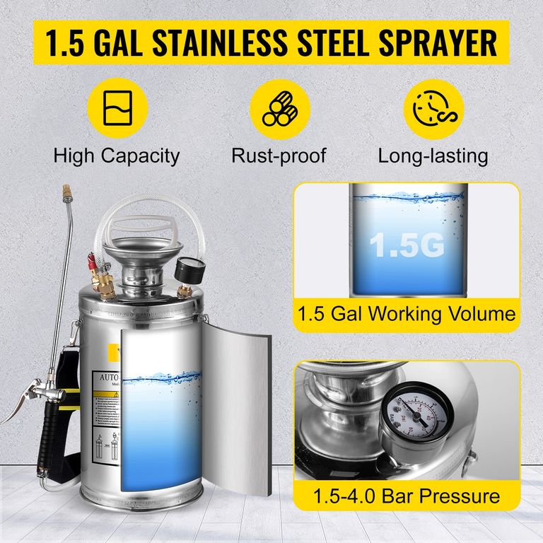 Садовий обприскувач для захисту рослин 6л VEVOR. Новий.  Код:null. Зображення 7