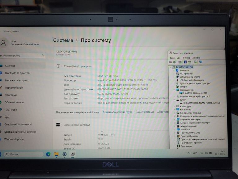 Dell 13/core i5 8350u ddr4/8gb ddr3/hdd *відсутній/ssd 256 gb/*інтегрована Код:01-200798126. Зображення 7