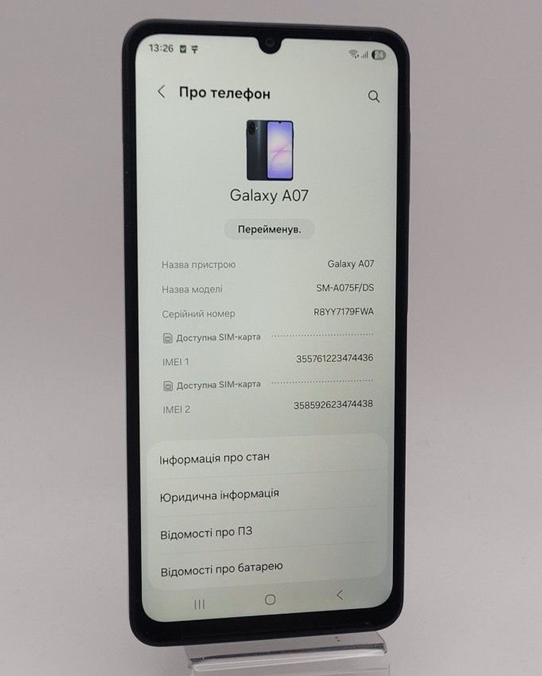 Оголошення Samsung galaxy a07 4/128gb Б/У