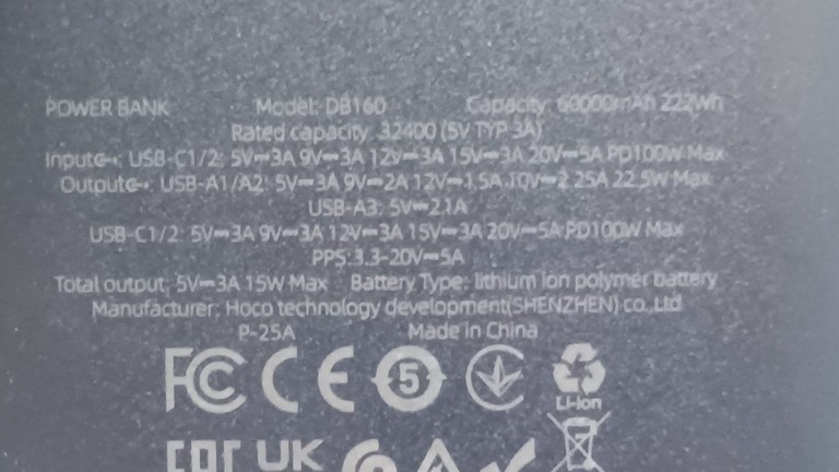 Hoco DB160 Astrum 60000mAh Black Код:01-201038795. Изображение 11