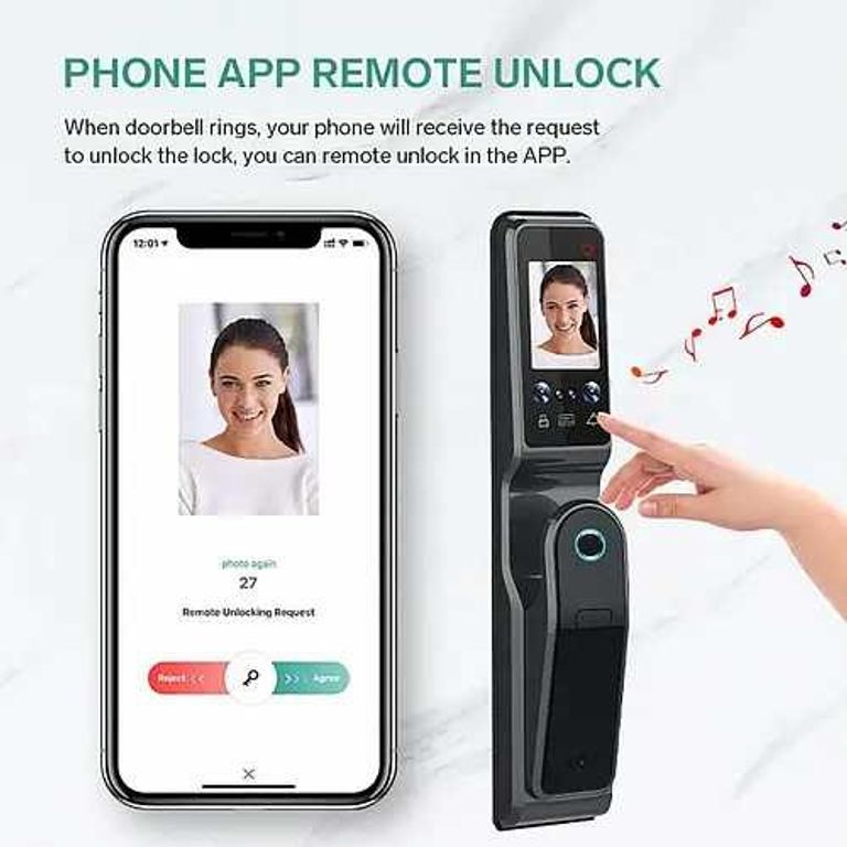 Розумний дверний замок TEHONGMAI, розпізнавання обличчя, біометричний відбиток пальця, цифровий пароль. Новий! Код:null. Изображение 6