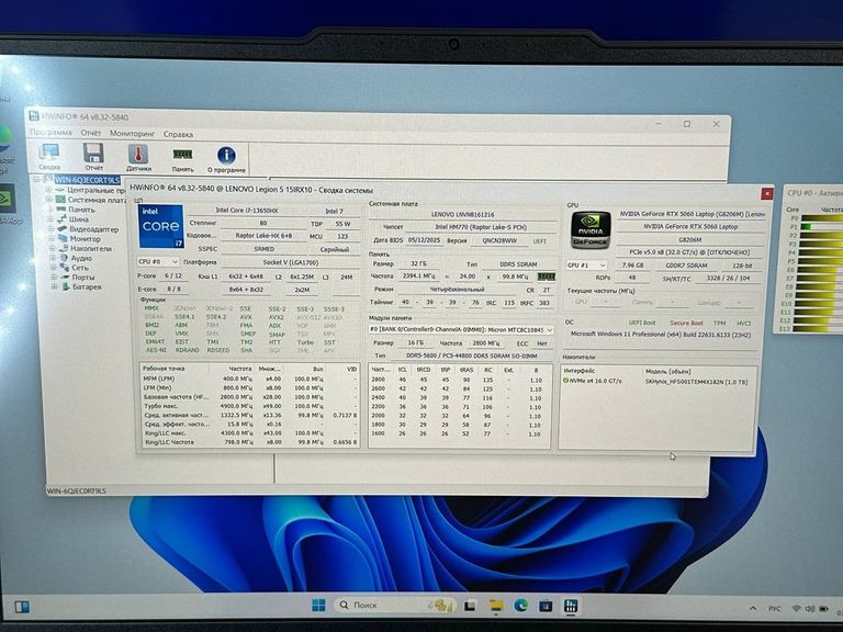 Дешево Lenovo legion 5 15irx10 / core i7-13650hx ddr5 ram 32 gb 1000gb ssd rtx 5060 8gb з ломбарду