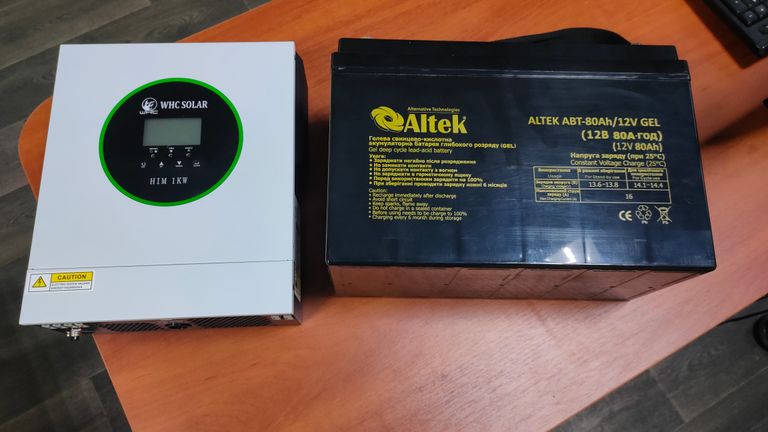 whc solar him-1kw гібридний інвертор, батарея Altek ABT 12V 80Ah. Код:null. Зображення 6