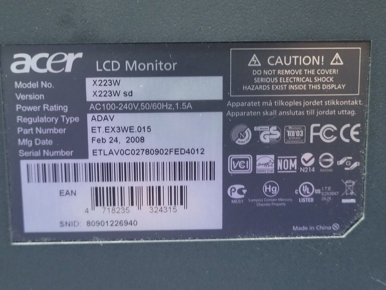Розпродаж Acer x223w, продавець Техноскарб