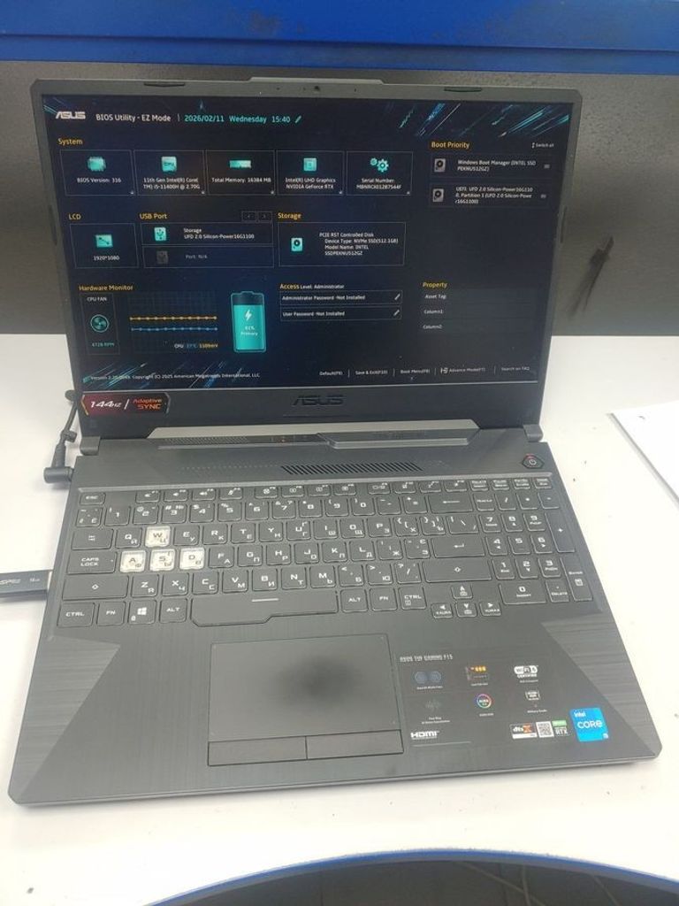 Купить Asus 15/core i5-11400h ddr4/16gb ddr4/hdd *відсутній/ssd 480 gb/geforce rtx3050 4gb Б/У