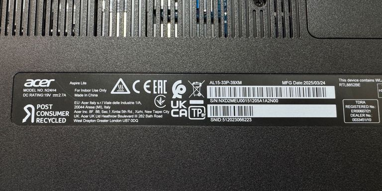 Acer 15/core 3 n355 ddr4/8gb ddr4/hdd *відсутній/ssd 512 gb/*інтегрована Код:01-200803515. Изображение 9