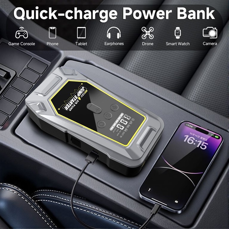 K5 з компресором 150 PSI, Power Bank та LED-ліхтарем Код:null. Зображення 4