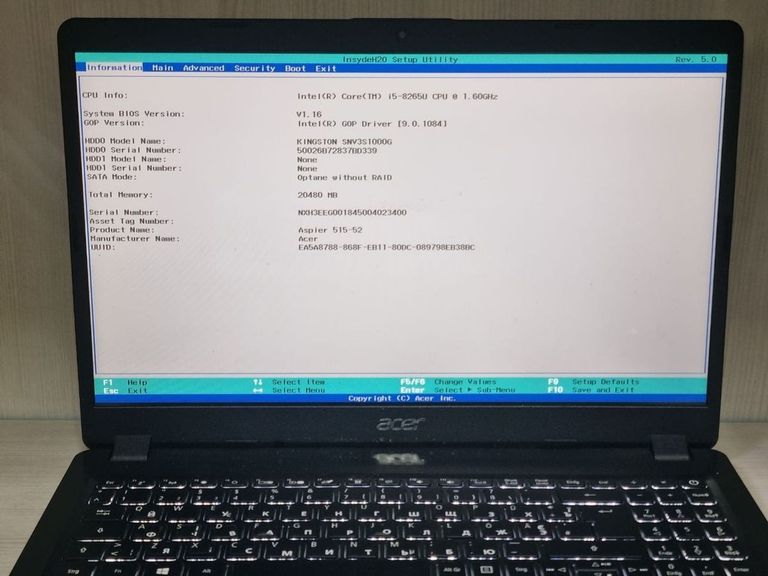 Acer 15/core i5 8265u ddr4/20gb ddr4/hdd *відсутній/ssd 1000 gb/geforce mx150 2gb Код:01-200818980. Зображення 9