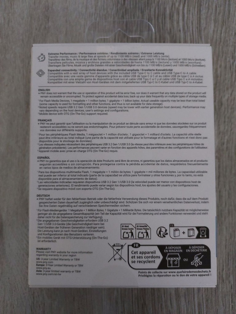 PNY Pro Elite V2 (PSD0CS2160-1TB-RBW) USB-C 1000MB/s портативний Код:null. Изображение 5