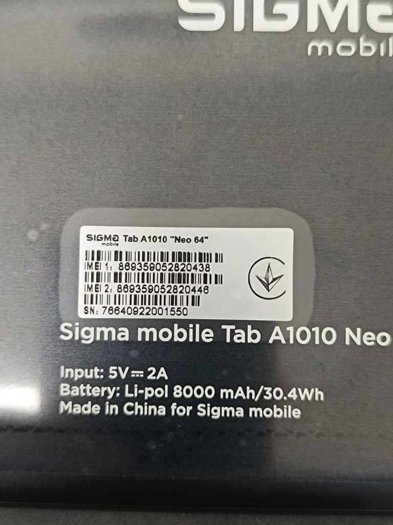 Sigma tab a1010 neo 64 Код:01-200941173. Зображення 6