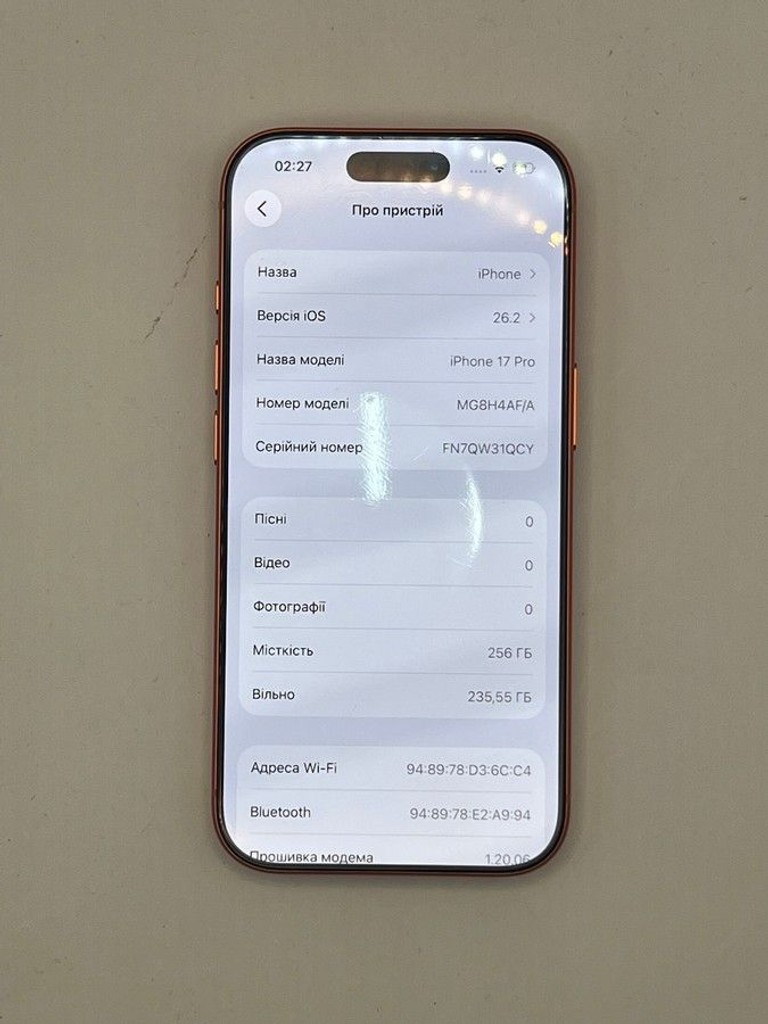 Оголошення Apple iPhone 17 Pro 256GB Deep Blue (MG8J4) Б/У
