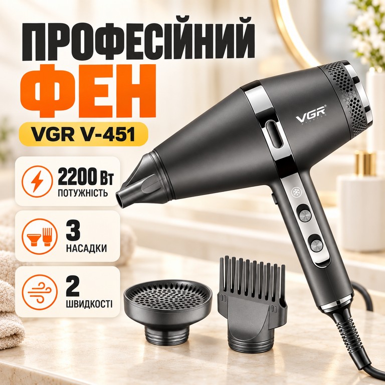 Купити VGR V-451 2200W + 3 насадки Б/У