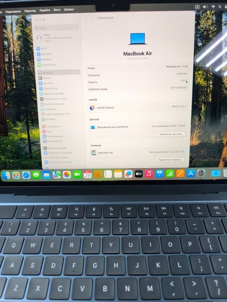 Apple macbook air 13,6" 2025 mc6t4 / apple m4/ 8 core gpu/ ram 16gb/ ssd 256gb/ a3240 Код:01-200833374. Изображение 11