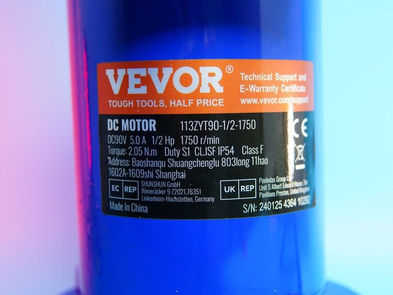 VEVOR 1/2 к.с., номінальна швидкість 1750 об/хв, 90 В, електродвигун з постійними магнітами. Новий. Код:null. Зображення 6