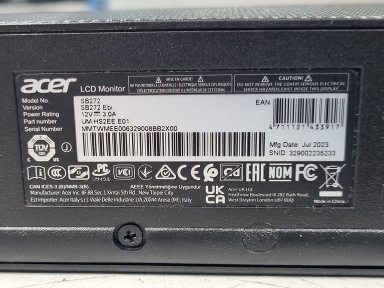 Розпродаж Acer sb272ebi, продавець Техноскарб