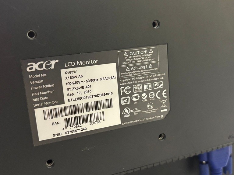 Оголошення Acer x163w Б/У