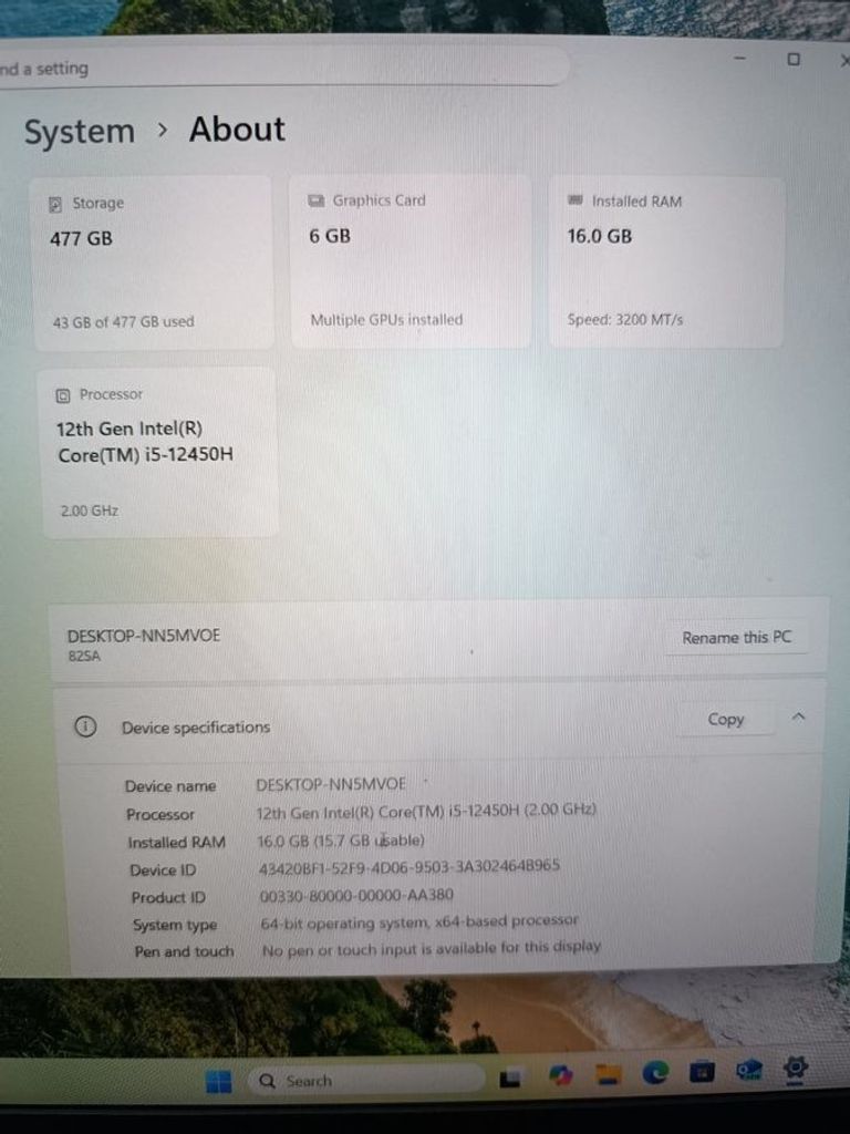 Дешиво Lenovo 15/core i5-12450h ddr5/16gb ddr5/ssd 512 gb/geforce rtx3060 6gb с ломбарда