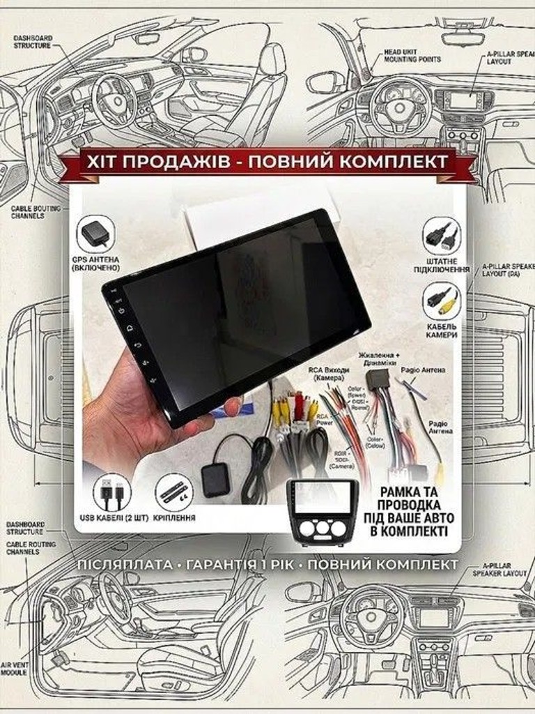 Android з CarPlay 4/32Gb з рамкою під Toyota Volkswagen Skoda Hyundai Kia Mitsubishi Ford Opel Nissan Renault Honda Su Код:null. Зображення 5