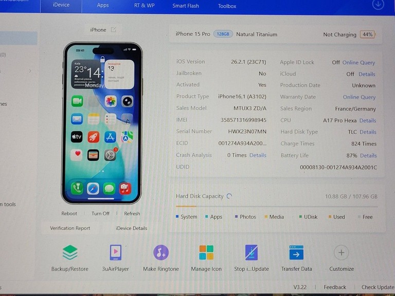 Apple iphone 15 pro 128gb Код:01-201022392. Изображение 9