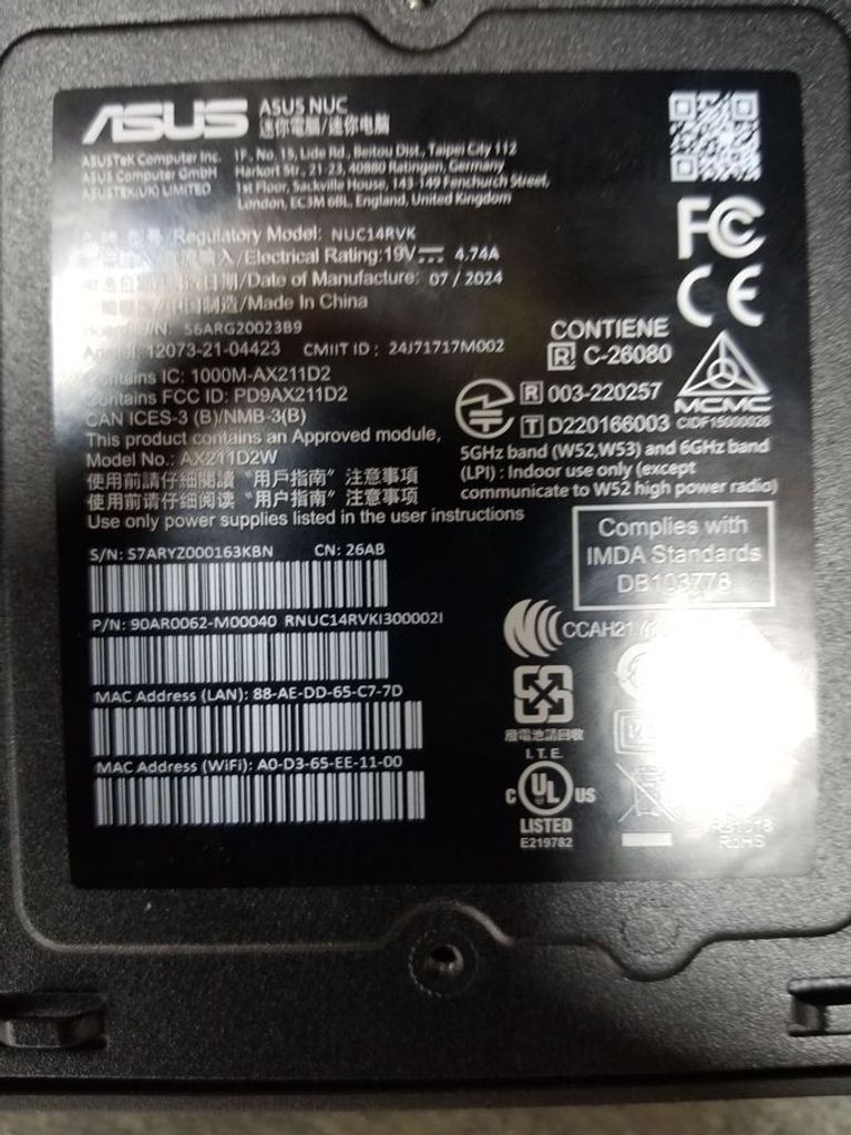 Asus nuc pro nuc14rvk intel core 3 100u /16/256/intel hd Код:01-200515615. Изображение 6