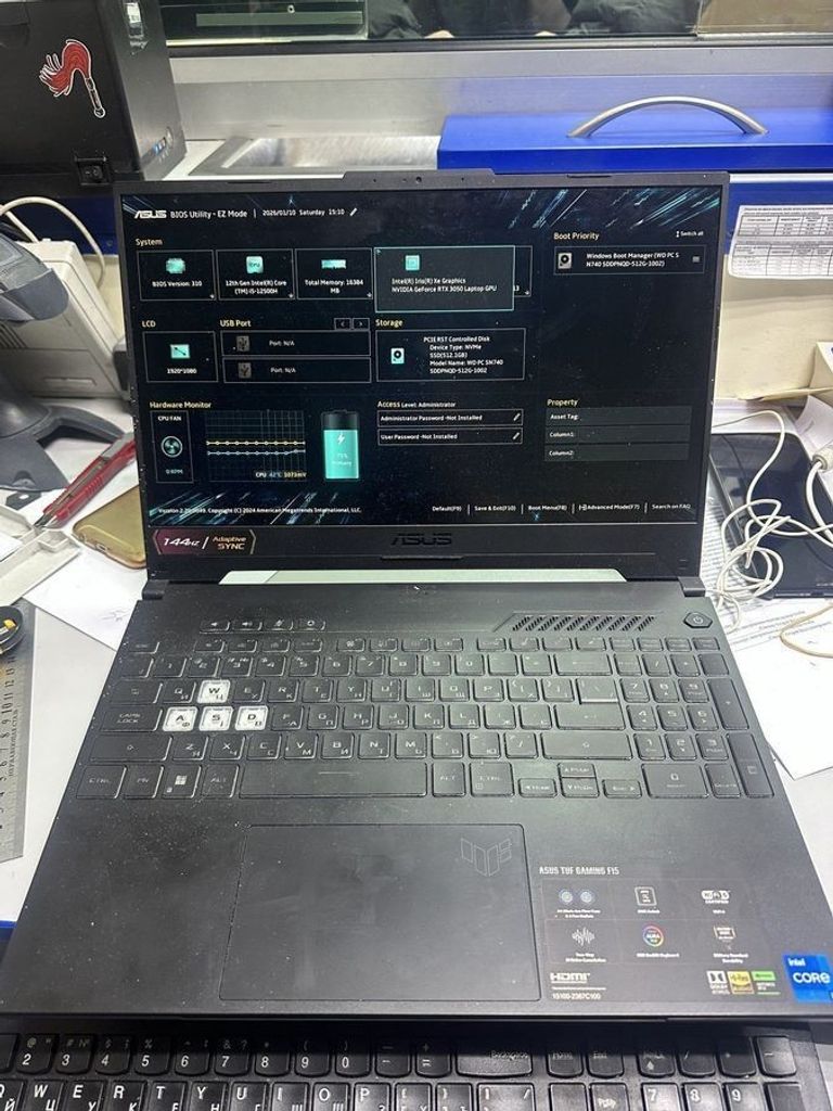 Дешево Asus 15/core i5-12500h ddr5/16gb ddr5/hdd *відсутній/ssd 512 gb/geforce rtx3050 4gb з ломбарду