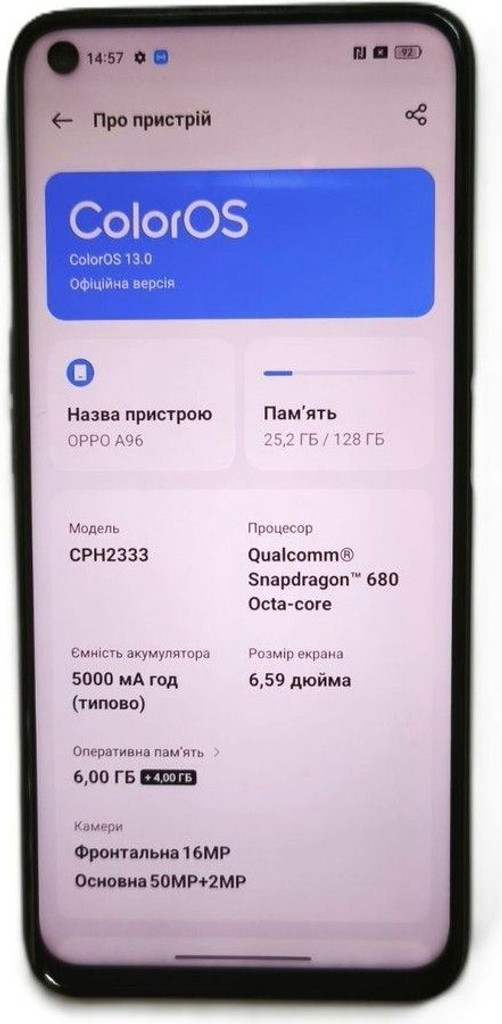 Оголошення Oppo a96 6/128gb Б/У