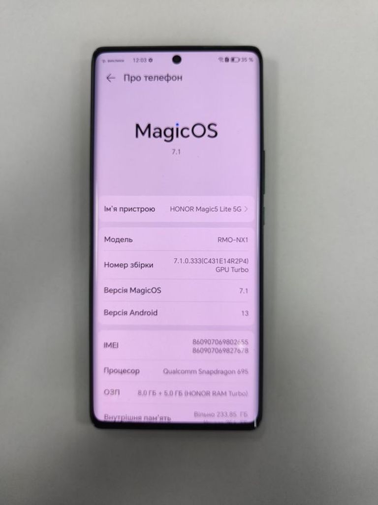 Оголошення Huawei honor magic 5 lite 5g 8/256 Б/У